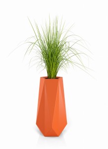 Wysoka nowoczesna donica Monumo Siena pomarańczowa z wewnętrzną półką H:75