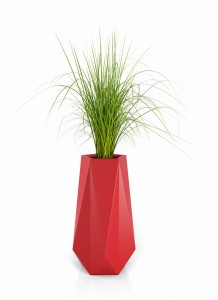 Wysoka nowoczesna donica Monumo Siena czerwona z wewnętrzną półką H:75