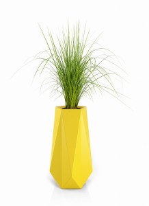 Wysoka nowoczesna donica Monumo Siena żółta z wewnętrzną półką H:75