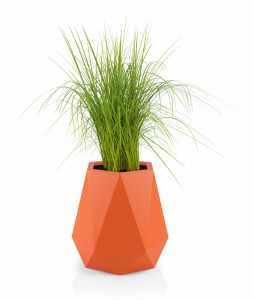 Geometryczna nowoczesna donica Monumo Flavi pomarańczowa pełna pojemność H:54