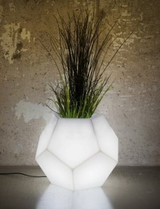 Designerska duża donica podświetlana Monumo Alma Light barwa zimna H:58