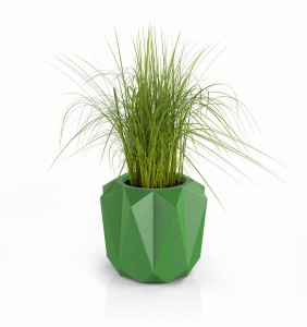 Nowoczesna geometryczna donica Monumo Plaro limonka pełna pojemność H:38 