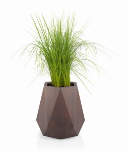 Geometryczna nowoczesna donica Monumo Flavi Corten Effect z wewnętrzną półką H:54