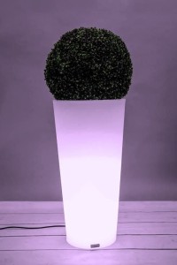 Wysoka okrągła donica  Monumo Habana Light żarówka RGB H:80 