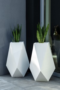 Zestaw 2  wysokich nowoczesnych donic Monumo Volcano białych z wewnętrzną półką H:80 