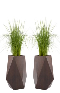 Zestaw 2  wysokich nowoczesnych donic Monumo Volcano corten effect z wewnętrzną półką H:80 