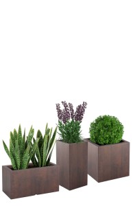 Zestaw 3 Prostokątnych Donic Monumo Tower & Lungo & Pixel corten effect z wewnętrzną półką 