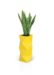 Designerska Donica Monumo Asti żółta z wewnętrzną półką H:78