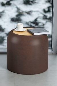 Duża okrągła pufa 46h ze schowkiem Monumo Ambienti corten effect