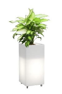 Wysoka donica na kółkach podświetlana Monumo Tower Pot Light barwa zimna H:70