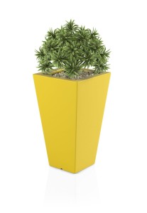  Smukła wysoka donica Monumo Slim line S żółta z wewnętrzną półką  H:70