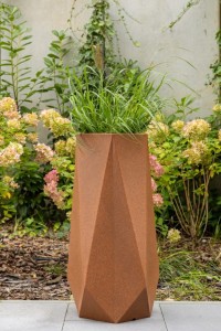 Donica wysoka Siena efekt stalowej rdzy Monumo wewnętrzna półka 75 cm
