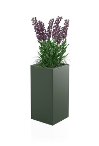 Wysoka kwadratowa donica Monumo Tower pot butelkowa zieleń z wewnętrzną półką H:70