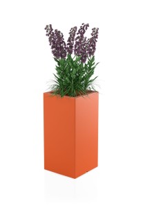 Wysoka kwadratowa donica Monumo Tower pot pomarańczowa z wewnętrzną półką H:70