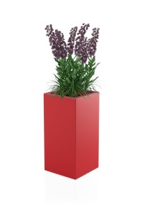Wysoka kwadratowa donica Monumo Tower pot czerwona z wewnętrzną półką H:70