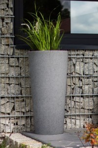 Donica owalna Habana 80 cm efekt kamienia granit do ogrodu z półką
