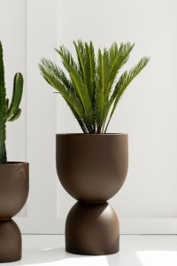 Donica Kielich na balkon 65 cm corten effect z wewnętrzną półką Monumo