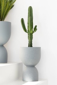 Donica Kielich 50 cm ogrodowa efekt kamienia granit z półką Monumo