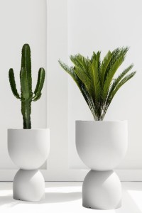 Zestaw donic Kielich 65H & 50H białych na taras Monumo z półką