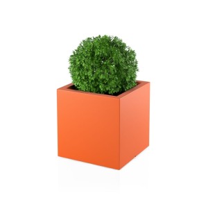 Kwadratowa Donica Monumo Pixel Pot pomarańczowa  z wewnętrzną półką H:50
