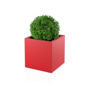 Kwadratowa Donica Monumo Pixel Pot czerwona z wewnętrzną półką H:50