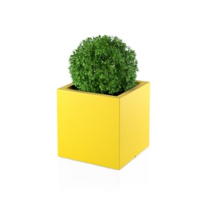 Kwadratowa Donica Monumo Pixel Pot żółta z wewnętrzną półką H:50