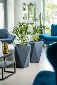 Geometryczna donica Monumo Vaso antracyt z wewnętrzną półką H:59