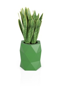 Geometryczna designerska donica Monumo Modena limonka z wewnętrzną półkąH:54