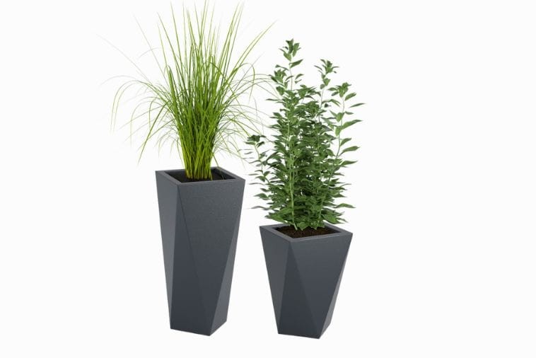 Zestaw 2 Eleganckich Donic Monumo Vaso H:72 & H:59 antracyt z wewnętrzną półką