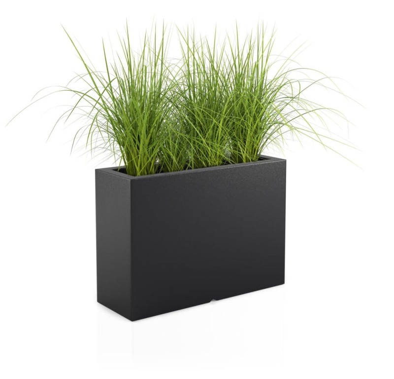 Prostokątna wysoka donica Monumo Lungo Grande czarna z wewnętrzną półką H:60