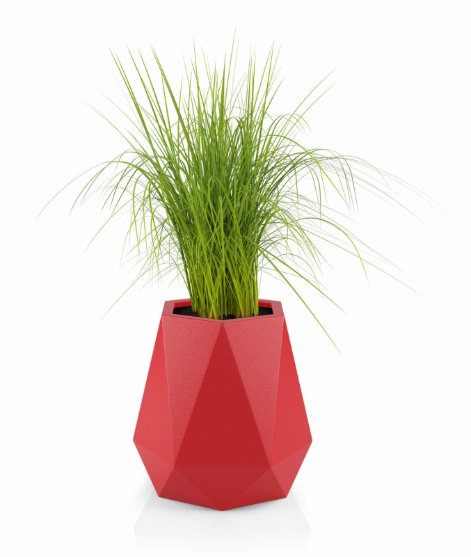 Nowoczesna geometryczna donica ogrodowa 54 cm czerwona | Flavi pełna | Monumo