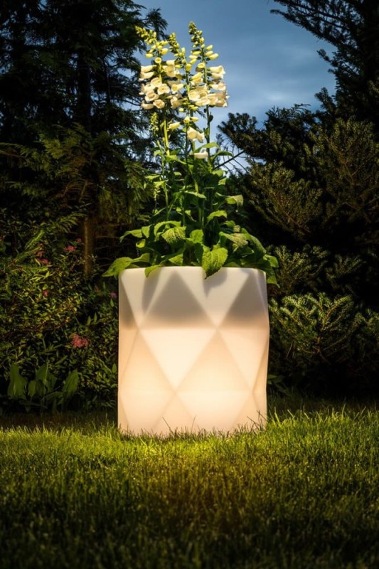 Podświetlana donica LED geometryczna 54 cm – barwa ciepła | Modena light | Monumo