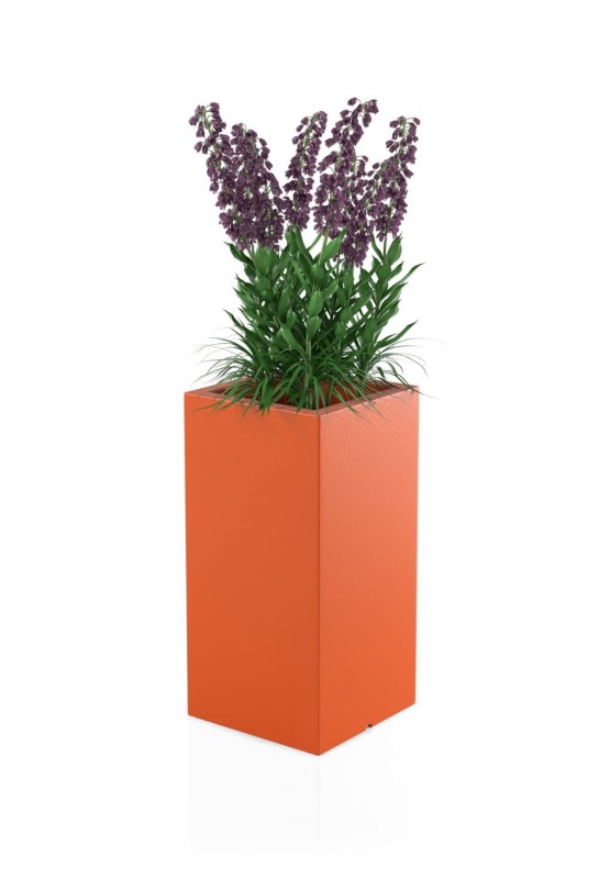 Wysoka prostokątna donica ogrodowa 70 cm (35x35x70) pomarańczowa | Tower Pot pełna | Monumo 