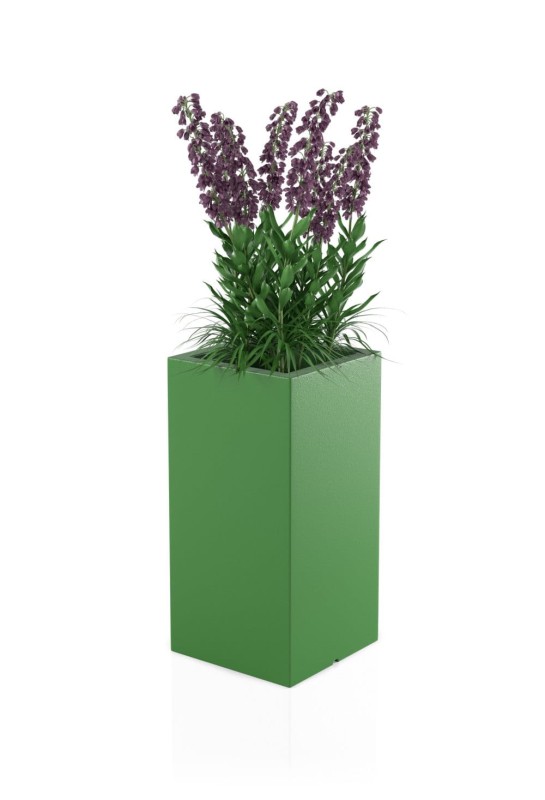 Wysoka prostokątna donica ogrodowa 70 cm (35x35x70) limonka | Tower Pot pełna | Monumo 