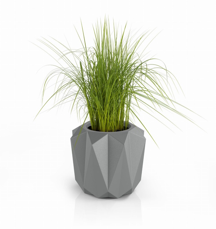 Nowoczesna donica ogrodowa na taras 38 cm szara | Plaro pełna | Monumo