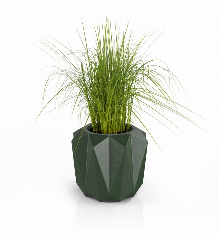 Nowoczesna donica ogrodowa na taras 38 cm butelkowa zieleń | Plaro pełna | Monumo
