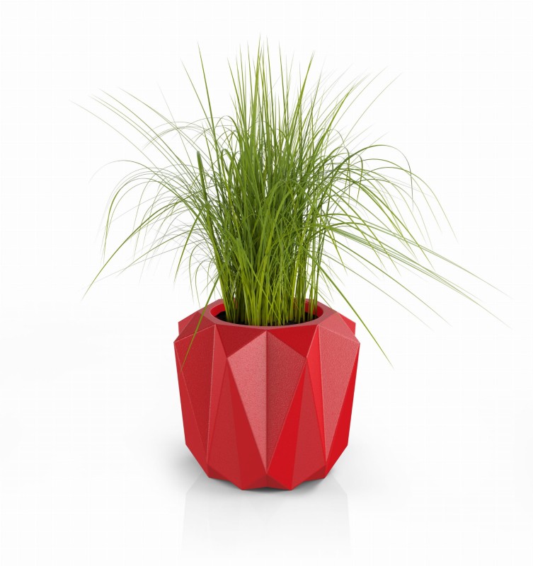 Nowoczesna donica ogrodowa na taras 38 cm czerwona | Plaro pełna | Monumo