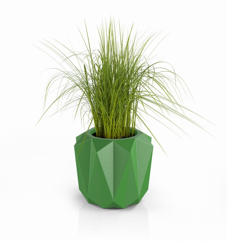 Nowoczesna donica ogrodowa na taras 38 cm limonkowa | Plaro pełna | Monumo