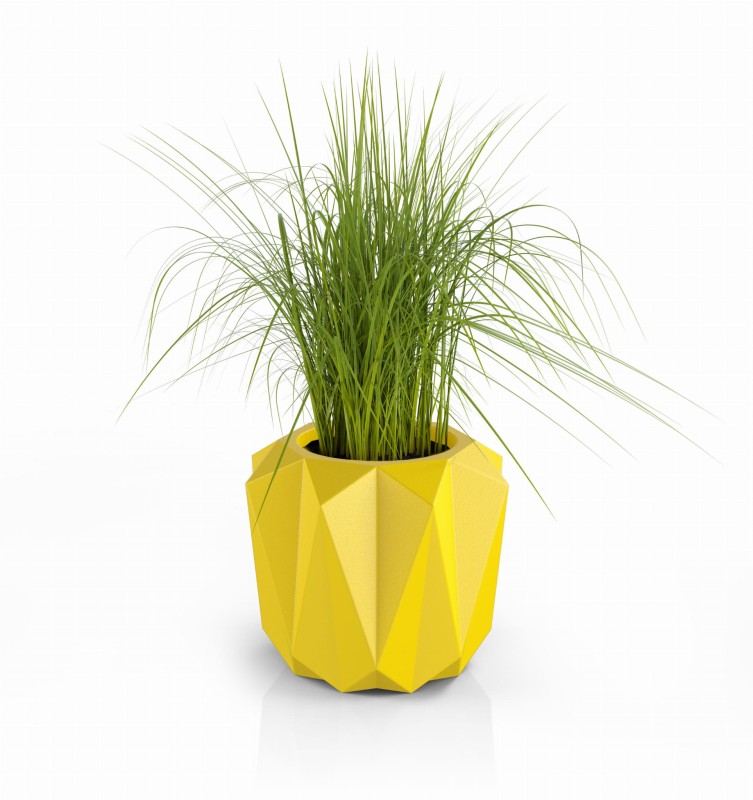 Nowoczesna donica ogrodowa na taras 38 cm żółta | Plaro pełna | Monumo