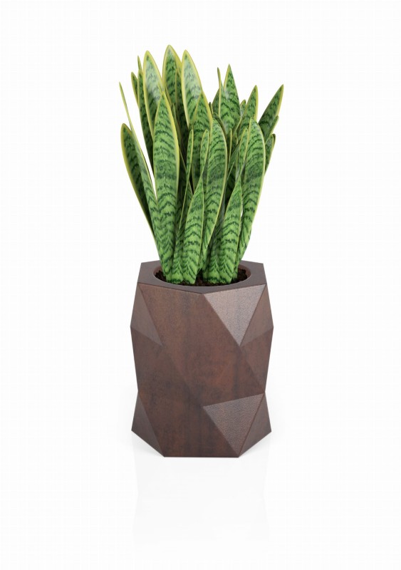 Nowoczesna donica ogrodowa 54 cm efekt corten | Modena z półką | Monumo