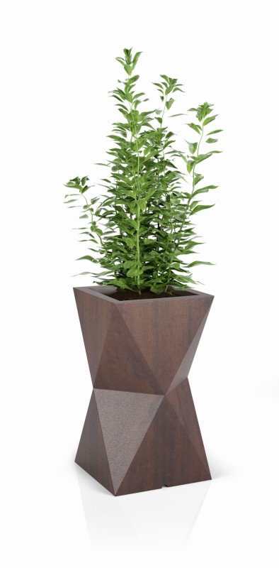 Wysoka donica na taras Valencia z półką 70 cm efekt corten | Monumo