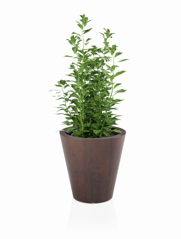 Donica okrągła tarasowa 50 cm efekt corten klasyczna | Ovo pełna | Monumo