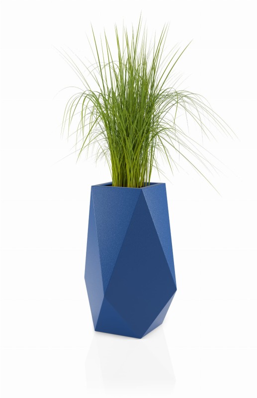 Wysoka donica na taras Volcano pełna 80 cm niebieska