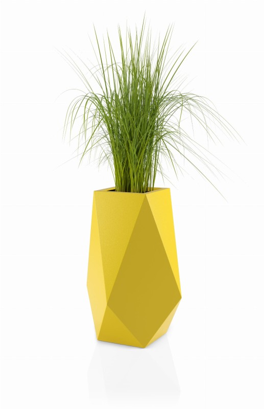 Wysoka donica na taras Volcano z półką 80 cm żółta | Monumo