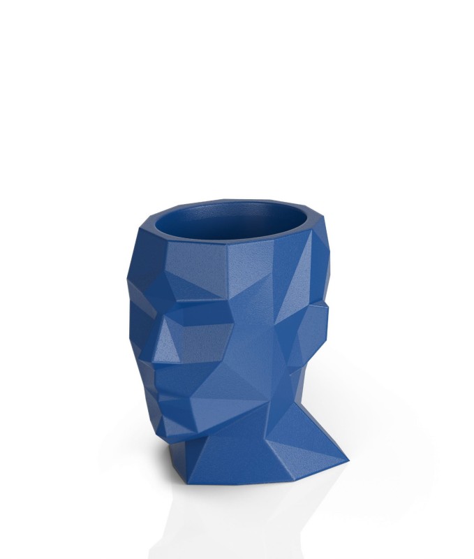 Dekoracyjna donica głowa 40 cm niebieska | Adonis z półką | Monumo