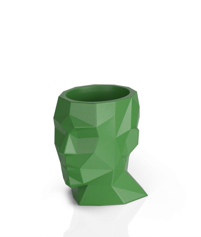 Dekoracyjna donica głowa 40 cm limonkowa | Adonis z półką | Monumo