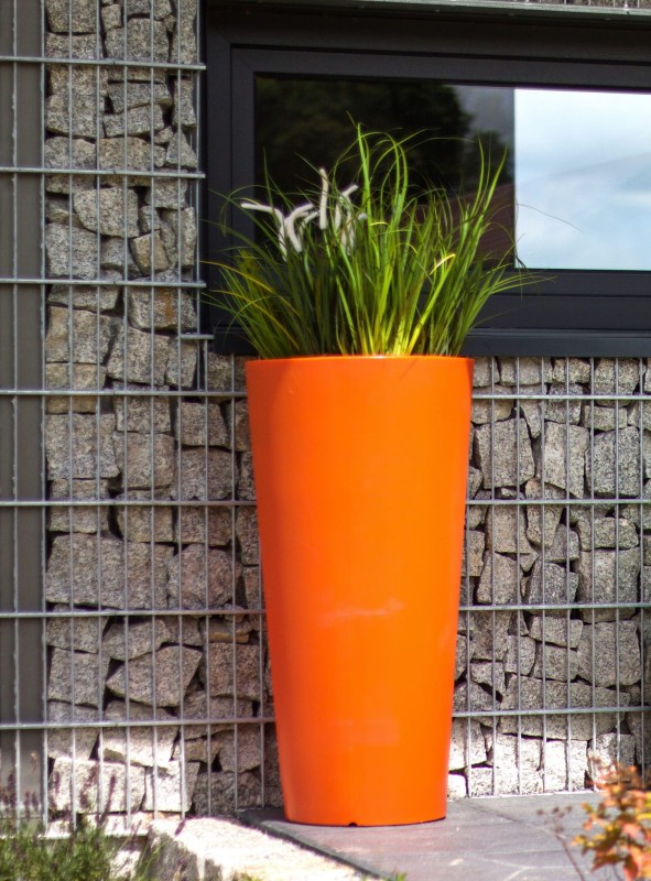 Donica tarasowa nowoczesna wysoka 80 cm pomarańczowa | Habana pełna | Monumo