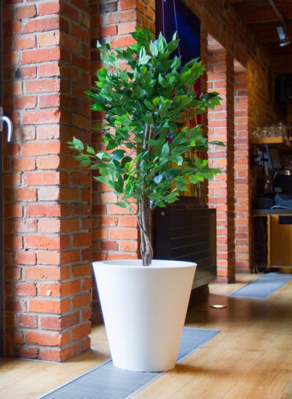 Donica okrągła tarasowa 50 cm biała klasyczna | Ovo pełna | Monumo