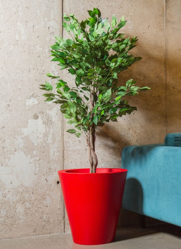 Donica okrągła tarasowa 50 cm czerwona klasyczna | Ovo pełna | Monumo