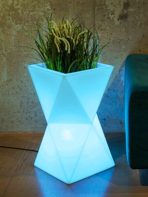 Podświetlana donica LED ogrodowa geometryczna 70 cm – RGB + pilot | Valencia light | Monumo